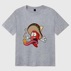 Футболка оверсайз женская Горячий мексиканский перец, цвет: меланж