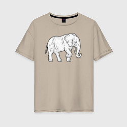 Футболка оверсайз женская Elephant, цвет: миндальный