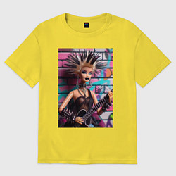 Женская футболка оверсайз Barbie - punk guitarist neural network