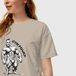 Футболка оверсайз женская Gym power энергия зала, цвет: миндальный — фото 2
