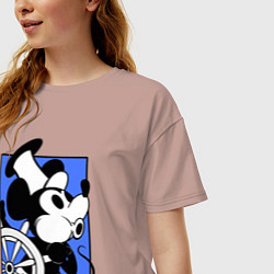 Футболка оверсайз женская Микки за штурвалом, цвет: пыльно-розовый — фото 2
