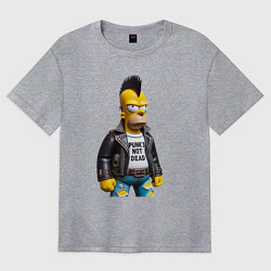 Футболка оверсайз женская The harsh Homer Simpson - punks not dead, цвет: меланж