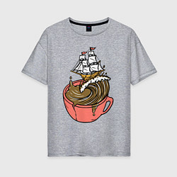 Женская футболка оверсайз Кофейный корабль
