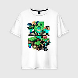 Женская футболка оверсайз Персонажи из Minecraft