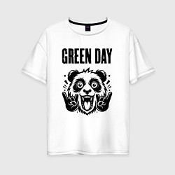 Футболка оверсайз женская Green Day - rock panda, цвет: белый