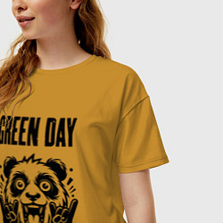 Футболка оверсайз женская Green Day - rock panda, цвет: горчичный — фото 2
