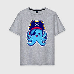 Женская футболка оверсайз Pirate octopus
