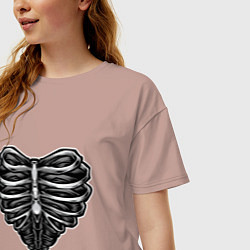Футболка оверсайз женская Ribs heart, цвет: пыльно-розовый — фото 2