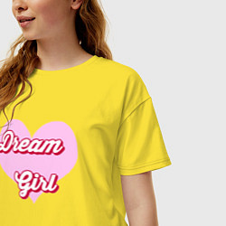 Футболка оверсайз женская Девушка-мечта в розовом сердце, цвет: желтый — фото 2