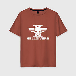 Футболка оверсайз женская Helldivers 2 лого, цвет: кирпичный
