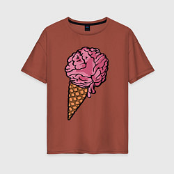Женская футболка оверсайз Brain ice cream