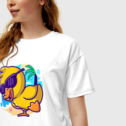 Футболка оверсайз женская Утёнок на пляже, цвет: белый — фото 2