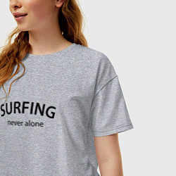 Футболка оверсайз женская Surfing never alone, цвет: меланж — фото 2