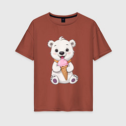 Женская футболка оверсайз Полярный медведь с мороженым