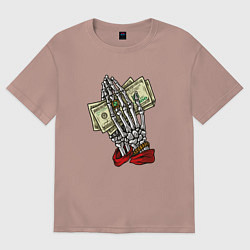 Женская футболка оверсайз Скелет молится