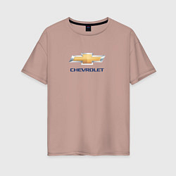 Футболка оверсайз женская Chevrolet авто бренд, цвет: пыльно-розовый