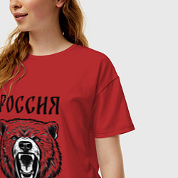 Футболка оверсайз женская Медведь Россия, цвет: красный — фото 2