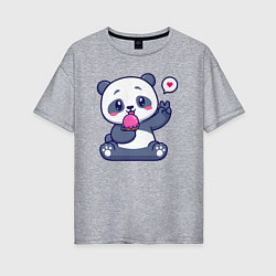 Футболка оверсайз женская Ice cream panda, цвет: меланж