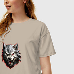 Футболка оверсайз женская Злой и страшный серый волк, цвет: миндальный — фото 2