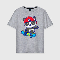 Футболка оверсайз женская Panda skater, цвет: меланж