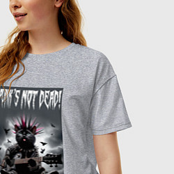 Футболка оверсайз женская Cool kitten - punks not dead, цвет: меланж — фото 2