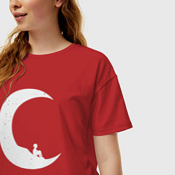 Футболка оверсайз женская Мальчик на Луне, цвет: красный — фото 2