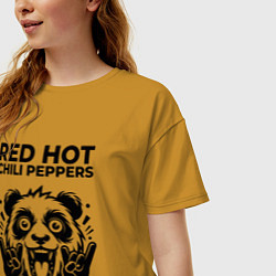 Футболка оверсайз женская Red Hot Chili Peppers - rock panda, цвет: горчичный — фото 2