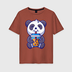 Женская футболка оверсайз Drinking panda