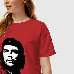 Футболка оверсайз женская Черно-белый силуэт Че Гевара, цвет: красный — фото 2
