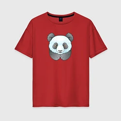 Футболка оверсайз женская Маленькая забавная панда, цвет: красный