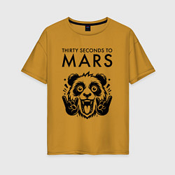 Футболка оверсайз женская Thirty Seconds to Mars - rock panda, цвет: горчичный