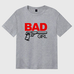 Футболка оверсайз женская Bad girl with gun, цвет: меланж