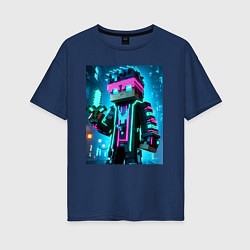 Женская футболка оверсайз Minecraft - neon character ai art