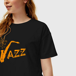 Футболка оверсайз женская Jazz sax, цвет: черный — фото 2
