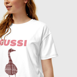 Футболка оверсайз женская Гусси - клетка шотландка, цвет: белый — фото 2