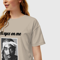 Футболка оверсайз женская 2pac Art All eayz on me, цвет: миндальный — фото 2