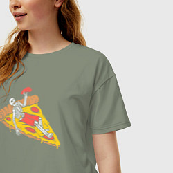 Футболка оверсайз женская Скелет пиццеед, цвет: авокадо — фото 2