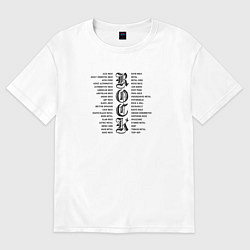 Женская футболка оверсайз Rock genres in black white