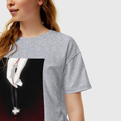 Футболка оверсайз женская Евангелион талисман Рей, цвет: меланж — фото 2