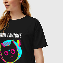Футболка оверсайз женская Avril Lavigne rock star cat, цвет: черный — фото 2