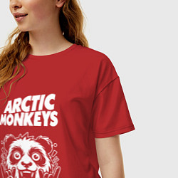 Футболка оверсайз женская Arctic Monkeys rock panda, цвет: красный — фото 2