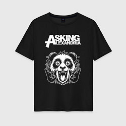 Футболка оверсайз женская Asking Alexandria rock panda, цвет: черный