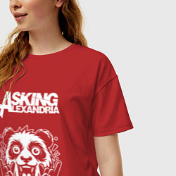Футболка оверсайз женская Asking Alexandria rock panda, цвет: красный — фото 2