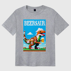 Женская футболка оверсайз Beersaur - pixel art