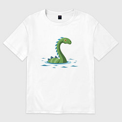 Женская футболка оверсайз Динозаврик, плывущий в воде