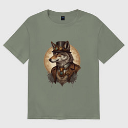 Футболка оверсайз женская Волк симпатик, цвет: авокадо