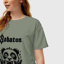 Футболка оверсайз женская Sabaton - rock panda, цвет: авокадо — фото 2