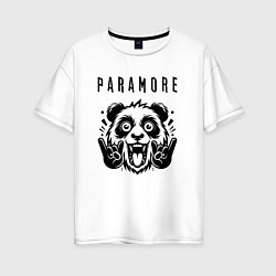 Футболка оверсайз женская Paramore - rock panda, цвет: белый