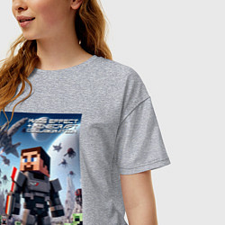 Футболка оверсайз женская Mass effect and Minecraft - collaboration, цвет: меланж — фото 2