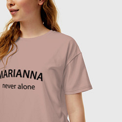 Футболка оверсайз женская Marianna never alone - motto, цвет: пыльно-розовый — фото 2